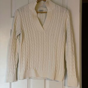 LL Bean V Neck Cable Knit Sweater